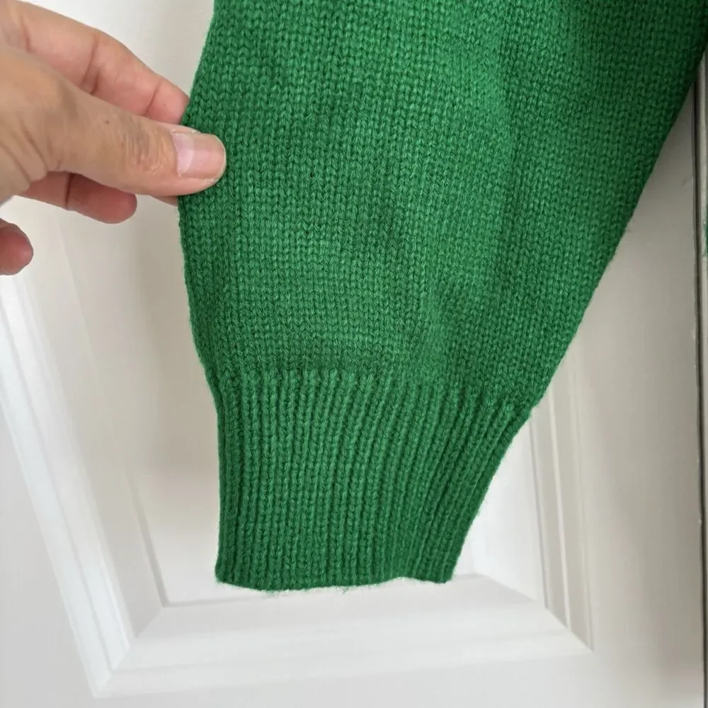 Ugly Christmas Sweater Women's Size 1X Green Snowman Turtleneck Pullover Knit